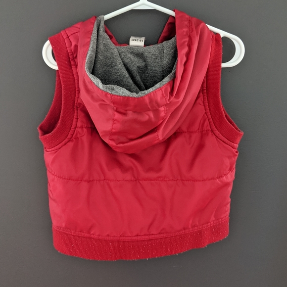 Red zip up hooded vest - Picture 2 of 3